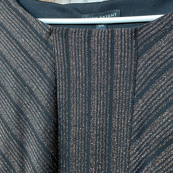 LANE BRYANT UEC Womens Size 14/16 Metallic Belted Fit & Flare Dress Black Copper - Picture 6 of 13